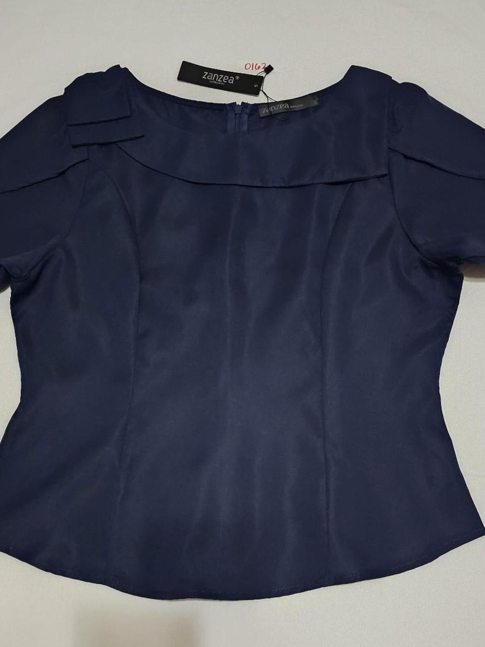 Zanzea Navy Short-Sleeve Peplum Top